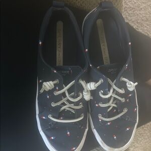 Sperry Kids Navy Sneakers with Red and White Accents